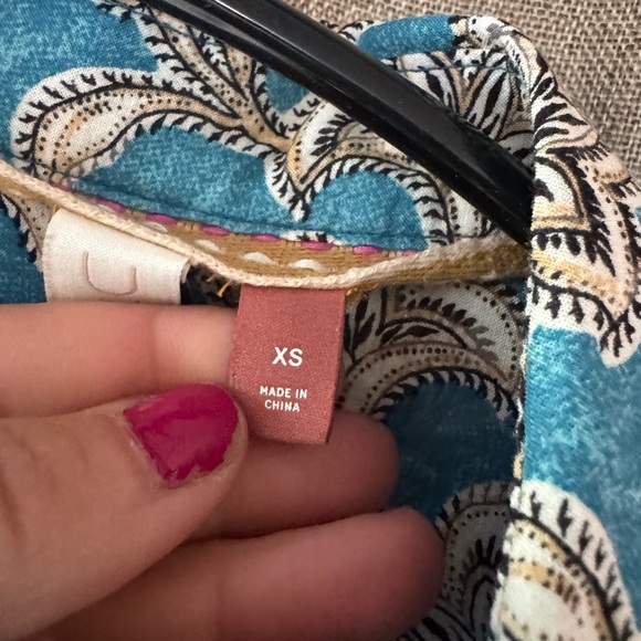 Pilcro Anthropologie Leilani Floral Blue Paisley Women's Button Down Top - Picture 8 of 11